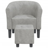 Chaise cabriolet avec repose-pied gris clair velours