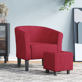 Chaise cabriolet avec repose-pied rouge bordeaux velours