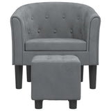 Fauteuil avec repose-pied gris foncé velours