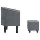 Fauteuil avec repose-pied gris foncé velours