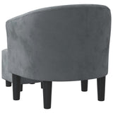 Fauteuil avec repose-pied gris foncé velours