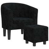 Fauteuil avec repose-pied noir velours