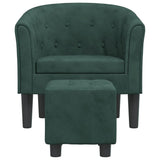 Fauteuil avec repose-pied vert foncé velours