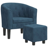 Fauteuil avec repose-pied bleu foncé velours