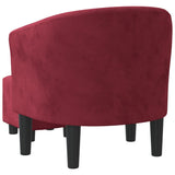 Fauteuil avec repose-pied rouge bordeaux velours
