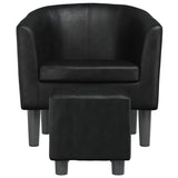 Fauteuil avec repose-pied noir similicuir