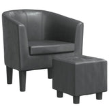 Fauteuil avec repose-pied gris similicuir