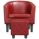 Fauteuil avec repose-pied rouge bordeaux similicuir