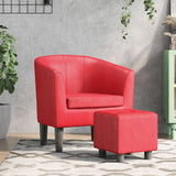 Fauteuil avec repose-pied rouge similicuir
