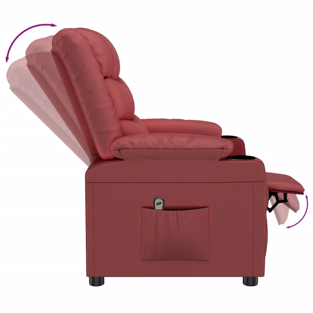 Fauteuil inclinable électrique Rouge bordeaux Similicuir