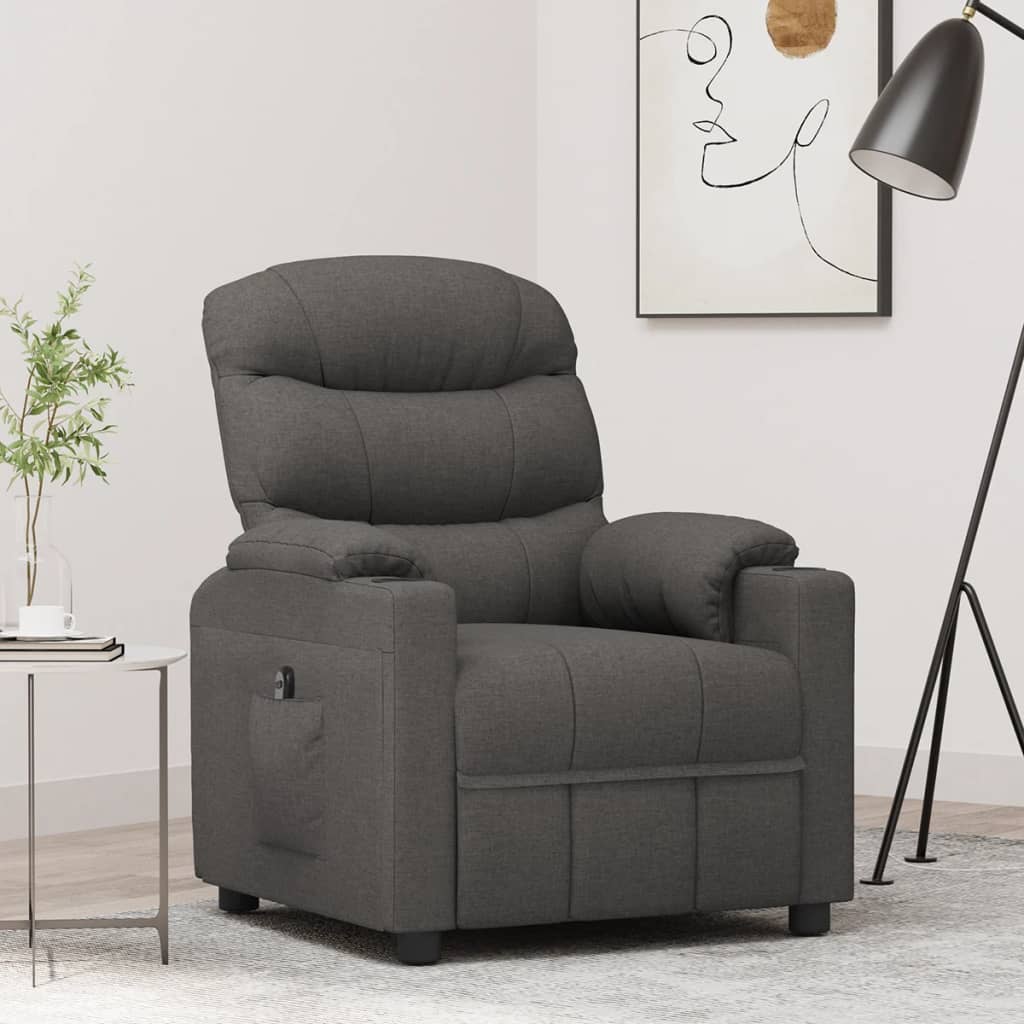 Fauteuil inclinable électrique Gris foncé Tissu
