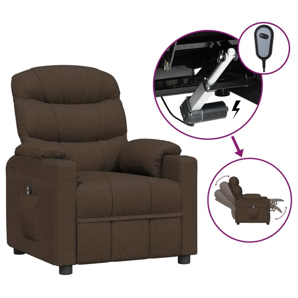 Fauteuil inclinable électrique Marron foncé Tissu