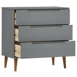 Commode MOLDE Gris 80x40x80 cm Bois de pin massif
