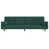 Canapé-lit avec coussins vert foncé velours