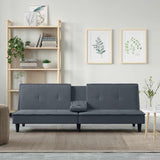 Canapé-lit avec porte-gobelets gris foncé velours