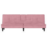 Canapé-lit avec porte-gobelets rose velours