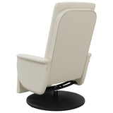 Fauteuil inclinable avec repose-pieds crème similicuir