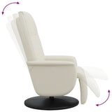 Fauteuil inclinable avec repose-pieds crème similicuir