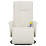 Fauteuil inclinable de massage et repose-pieds crème similicuir