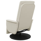 Fauteuil inclinable de massage et repose-pieds crème similicuir