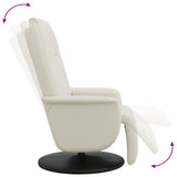 Fauteuil inclinable de massage et repose-pieds crème similicuir
