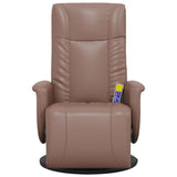Fauteuil inclinable de massage repose-pieds marron similicuir
