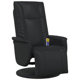 Fauteuil inclinable de massage repose-pieds noir similicuir