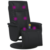 Fauteuil inclinable de massage repose-pieds noir similicuir