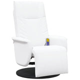 Fauteuil inclinable de massage repose-pieds blanc similicuir