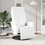 Fauteuil inclinable de massage repose-pieds blanc similicuir
