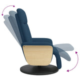 Fauteuil inclinable avec repose-pieds bleu tissu