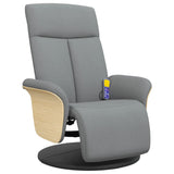 Fauteuil inclinable de massage et repose-pieds gris clair tissu