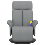 Fauteuil inclinable de massage et repose-pieds gris clair tissu