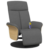 Fauteuil inclinable de massage et repose-pieds gris foncé tissu