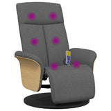 Fauteuil inclinable de massage et repose-pieds gris foncé tissu
