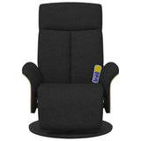 Fauteuil inclinable de massage avec repose-pieds noir tissu