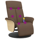 Fauteuil inclinable de massage avec repose-pieds marron tissu