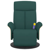 Fauteuil inclinable de massage et repose-pieds vert foncé tissu