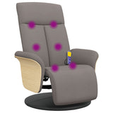 Fauteuil inclinable de massage avec repose-pieds taupe tissu