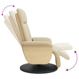 Fauteuil inclinable de massage avec repose-pieds crème tissu