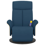 Fauteuil inclinable de massage avec repose-pieds bleu tissu