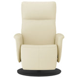 Fauteuil inclinable avec repose-pieds crème similicuir