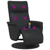 Fauteuil inclinable de massage repose-pieds noir similicuir