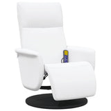 Fauteuil inclinable de massage repose-pieds blanc similicuir
