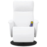 Fauteuil inclinable de massage repose-pieds blanc similicuir