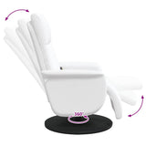 Fauteuil inclinable de massage repose-pieds blanc similicuir