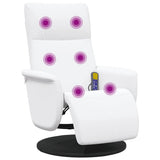 Fauteuil inclinable de massage repose-pieds blanc similicuir
