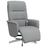 Fauteuil inclinable de massage et repose-pieds gris clair tissu