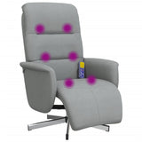 Fauteuil inclinable de massage et repose-pieds gris clair tissu