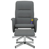 Fauteuil de massage inclinable et repose-pieds gris foncé tissu